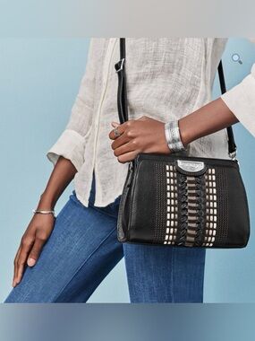 Brighton Martina Organizer Black leather crossbody bag